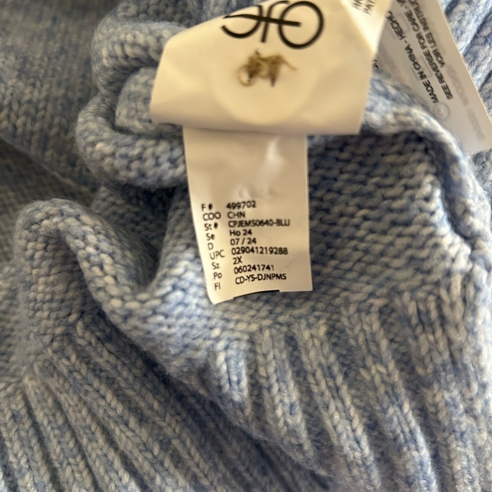 Ella Moss Blue V-Neck Relaxed Sweater - Picture 10 of 10
